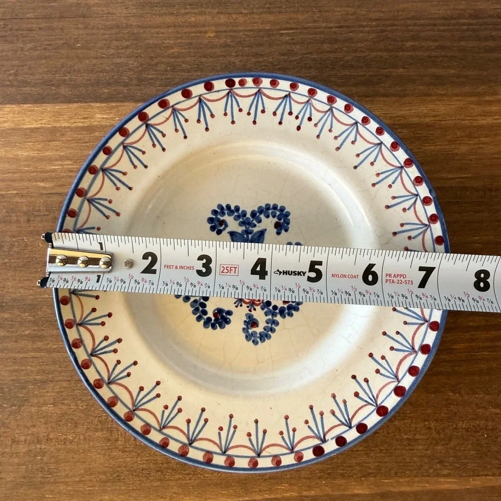 6pc Vintage VL Lisboa Portugal Faience Salad Plates Set of 6 Folk Art 6460
